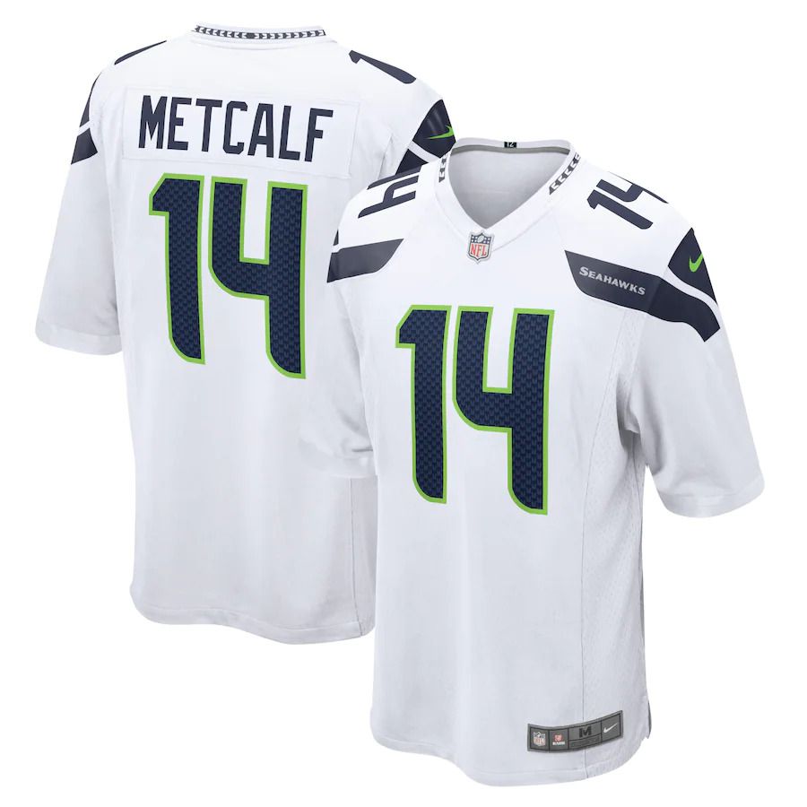 Men Seattle Seahawks #14 DK Metcalf Nike White Game NFL Jersey